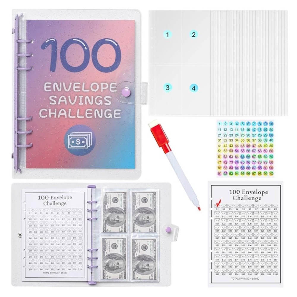 ✨BNWT - 100 Envelopes Budget Money Saving Challenge Binder - Save $5050✨